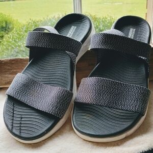 Skechers Black and Gray Women Sandals, Sz. 9, Summer Sandals, Casual Wear, Comfy